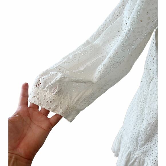 VERONICA BEARD Kylan Dress Mini Button Down Collared Cotton White Long Sleeve 12 - Picture 9 of 11